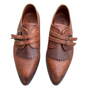 Massimo Dutti brown double monk strap kiltie shoes size 38